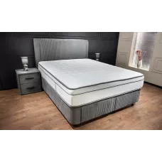Set Pat Tapitat cu Saltea Bella Grey 