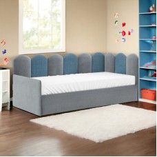 Pat tapitat Elise copii gri/turcoaz