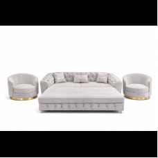 Set canapea extensibilă cu 2 fotolii 3-1-1 gri
