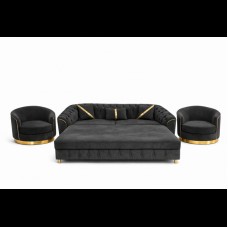 Set canapea extensibilă cu 2 fotolii 3-1-1 negru