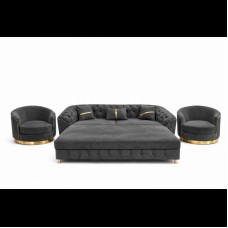 Set canapea extensibilă cu 2 fotolii 3-1-1gri antracit