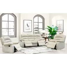Set canapea cu 2 fotolii sistem recliner Comfort Lux White, bej