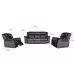 Set Canapea cu 2 Fotolii, Sistem Recliner Electric Edwina, Negru