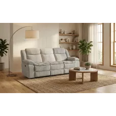 Canapea Recliner Manual cu 3 locuri si Port USB, Gri