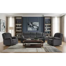 Set canapea cu 2 fotolii sistem recliner Comfort Lux Black, gri