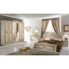 Dormitor Clasic Luisa Beige cu Dulap 6 Uși