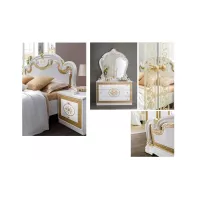 Dormitor Clasic Paloma Bianco Gold cu Dulap 4 Uși
