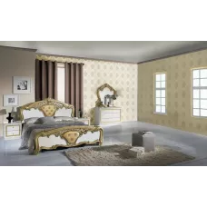 Dormitor Clasic Eva Bianco Gold cu Dulap 4 Uși