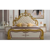 Dormitor Clasic New Grace Gold cu Dulap 4 Uși