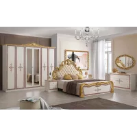 Dormitor Clasic New Grace Gold cu Dulap 6 Uși