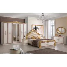 Dormitor Clasic New Grace Gold cu Dulap 6 Uși