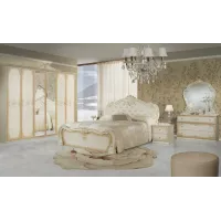 Dormitor Clasic Tolouse Beige cu Dulap 6 Uși