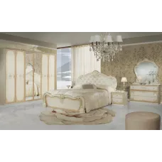 Dormitor Clasic Tolouse Beige cu Dulap 6 Uși