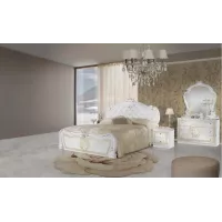 Dormitor Clasic Vilma Bianco Gold cu Dulap 4 Uși