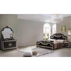 Dormitor Clasic Paloma Nero Gold cu Dulap 4 Uși