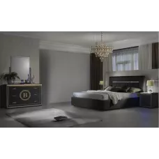Dormitor Modern Gemma Nero cu Dulap 4 Uși
