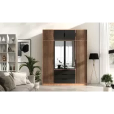 Dulap Bali D4 Maro Deschis 4 Uși cu Riflaj, Oglindă și Suprapozabil