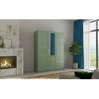 Dulap Bali 2 D3 Verde cu Oglindă și 3 Uși