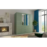 Dulap Bali 2 D4 Verde cu Oglindă și 4 Uși
