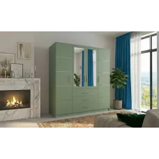 Dulap Bali 2 D4 Verde cu Oglindă și 4 Uși
