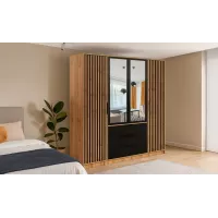 Dulap Bali Lux cu 4 Usi D4 cu Riflaj si Oglinda