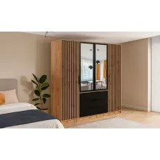 Dulap Bali Lux cu 4 Usi D4 cu Riflaj si Oglinda
