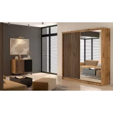 Dulap London L 203 Uși Glisante Cu Riflaj si Oglindă