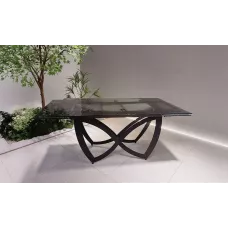 Masa Living Extensibila Blat Sticla Securizata Negru CT241