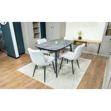 Set Masă Living Extensibilă KJT417 Albă cu 4 Scaune DCM2001AF Bej