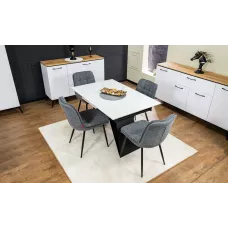 Set Masă Living Extensibilă KJT417 Albă cu 4 Scaune DCM2001AF Gri