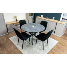 Set Masă Living Extensibilă Dobok Gri cu 4 Scaune KJC176 Negre