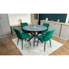 Set Masă Living Extensibilă Dobok Gri cu 4 Scaune KJC0357 Verzi