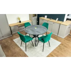 Set Masă Living Extensibilă Dobok Gri cu 4 Scaune KJC104 Verzi