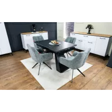 Set Masă Living Extensibilă KJT416 Neagră cu 4 Scaune DCM0112AS Gri