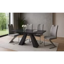 Set Masă Living Extensibilă KJT416 cu 4 Scaune F692 Gri