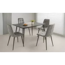 Set Masă Living Extensibilă KJT546 Gri cu 4 Scaune KJC37 Gri