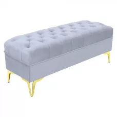 Bancheta tapitata catifea gri deschis cu picioare aurii