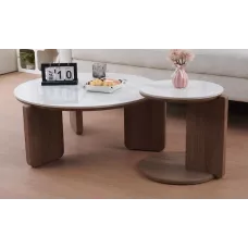 Set 2 Măsuțe de Cafea CT0110 LC Alb/Nuc